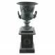 Vasque et Socle Géant Vase Jardinière Extérieur de Château en Fonte Grise 44x44x111cm