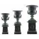 Vasque et Socle Géant Vase Jardinière Extérieur de Château en Fonte Grise 44x44x111cm