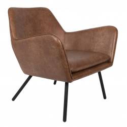 Fauteuil Bon Lounge Assise Vintage Woody en Polyuréthane Marron 76x78x80cm