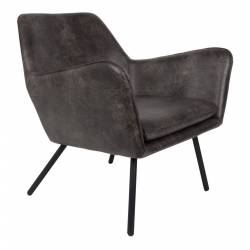 Fauteuil Bon Lounge Assise Vintage Woody en Polyuréthane Gris 76x78x80cm