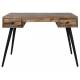 Bureau Léo Marque Woody Console Secrétaire Style Scandinave en Teck et Métal Patiné Noir 56x76x118cm