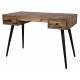 Bureau Léo Marque Woody Console Secrétaire Style Scandinave en Teck et Métal Patiné Noir 56x76x118cm