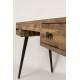 Bureau Léo Marque Woody Console Secrétaire Style Scandinave en Teck et Métal Patiné Noir 56x76x118cm