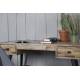 Bureau Léo Marque Woody Console Secrétaire Style Scandinave en Teck et Métal Patiné Noir 56x76x118cm