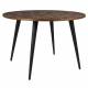 Table Ronde MO 110 Table de Repas Woody Salon Design Industriel Vintage en Acier et Teck 76x110x110cm
