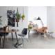 Table Ronde MO 110 Table de Repas Woody Salon Design Industriel Vintage en Acier et Teck 76x110x110cm