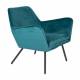 Fauteuil Bon Lounge Assise Woody Design Art Déco en Velours Bleu Canard 76x78x80cm