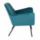 Fauteuil Bon Lounge Assise Woody Design Art Déco en Velours Bleu Canard 76x78x80cm