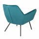 Fauteuil Bon Lounge Assise Woody Design Art Déco en Velours Bleu Canard 76x78x80cm