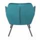 Fauteuil Bon Lounge Assise Woody Design Art Déco en Velours Bleu Canard 76x78x80cm