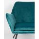 Fauteuil Bon Lounge Assise Woody Design Art Déco en Velours Bleu Canard 76x78x80cm