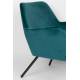 Fauteuil Bon Lounge Assise Woody Design Art Déco en Velours Bleu Canard 76x78x80cm