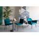 Fauteuil Bon Lounge Assise Woody Design Art Déco en Velours Bleu Canard 76x78x80cm