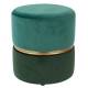Bubbly Pouf de Salon Assise d'Appoint Woody Repose Pieds en Velours Vert 35x35x39cm