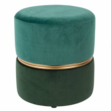 Bubbly Pouf de Salon Assise d'Appoint Woody Repose Pieds en Velours Vert 35x35x39cm