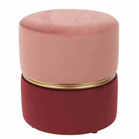 Bubbly Pouf de Salon Assise d'Appoint Woody Repose Pieds en Velours Rose 35x35x39cm