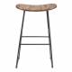 Tabouret de Bar Tangle Assise Haute Design Woody en Acier Noir et Bois Naturel 30x40x65cm