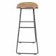 Tabouret de Bar Tangle Assise Haute Design Woody en Acier Noir et Bois Naturel 30x40x65cm
