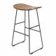 Tabouret de Bar Tangle Assise Haute Design Woody en Acier Noir et Bois Naturel 30x40x65cm