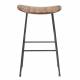Tabouret de Bar Tangle Assise Haute Design Woody en Acier Noir et Bois Naturel 30x40x65cm