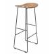 Tabouret de Bar Tangle Assise Haute Design Woody en Acier Noir et Bois Naturel 30x40x80cm