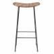 Tabouret de Bar Tangle Assise Haute Design Woody en Acier Noir et Bois Naturel 30x40x80cm