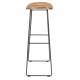 Tabouret de Bar Tangle Assise Haute Design Woody en Acier Noir et Bois Naturel 30x40x80cm
