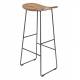 Tabouret de Bar Tangle Assise Haute Design Woody en Acier Noir et Bois Naturel 30x40x80cm