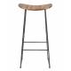 Tabouret de Bar Tangle Assise Haute Design Woody en Acier Noir et Bois Naturel 30x40x80cm