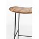 Tabouret de Bar Tangle Assise Haute Design Woody en Acier Noir et Bois Naturel 30x40x80cm