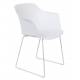 Lot de 2 Chaises Design Fauteuil de Table Tango Assise Woody en Acier et Plastique Blanc 54x58x81,5cm