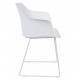 Lot de 2 Chaises Design Fauteuil de Table Tango Assise Woody en Acier et Plastique Blanc 54x58x81,5cm