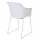 Lot de 2 Chaises Design Fauteuil de Table Tango Assise Woody en Acier et Plastique Blanc 54x58x81,5cm