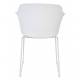 Lot de 2 Chaises Design Fauteuil de Table Tango Assise Woody en Acier et Plastique Blanc 54x58x81,5cm
