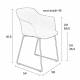 Lot de 2 Chaises Design Fauteuil de Table Tango Assise Woody en Acier et Plastique Blanc 54x58x81,5cm