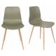 Lot de 2 Chaises Design Léon Assises Woody de Table en Acier et Plastique Vert 44,5x49x80cm