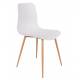 Lot de 2 Chaises Design Léon Assises Woody de Table en Acier et Plastique Blanc 44,5x49x80cm