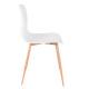 Lot de 2 Chaises Design Léon Assises Woody de Table en Acier et Plastique Blanc 44,5x49x80cm