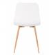 Lot de 2 Chaises Design Léon Assises Woody de Table en Acier et Plastique Blanc 44,5x49x80cm