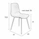 Lot de 2 Chaises Design Léon Assises Woody de Table en Acier et Plastique Blanc 44,5x49x80cm