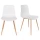 Lot de 2 Chaises Design Léon Assises Woody de Table en Acier et Plastique Blanc 44,5x49x80cm