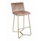 Tabouret de Bar Butano Weimar Marque Athezza Chaise Haute en Velours et Métal Couleur Laiton 46x57x103cm