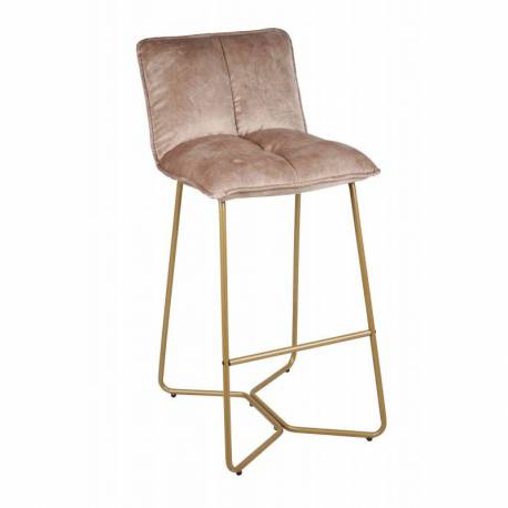 Tabouret de Bar Butano Weimar Marque Athezza Chaise Haute en Velours et Métal Couleur Laiton 46x57x103cm