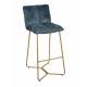 Tabouret de Bar Butano Pétrole Marque Athezza Chaise Haute en Velours et Métal Couleur Laiton 46x57x103cm