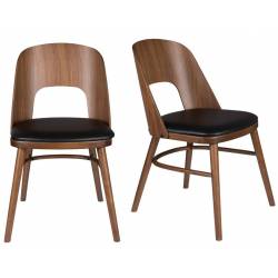 Lot de 2 Chaises Talika Dutchbone Assise Art Déco Vintage Siège de Table en Bois et Polyester 45x59x81,5cm