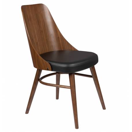 Chaise Chaya Dutchbone Assise Art Déco Vintage Siège de Table en Bois et Polyuréthane 47,5x61x87cm