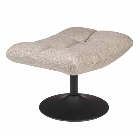 Repose Pied Hocker en Tissu Gris Clair Vintage Pouf Lounge Bar Dutchbone 46x51,5x67cm