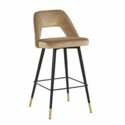 Tabouret de Bar Gambetta Weimar Athezza Design Tendance Chaise Haute en Métal et Velours 47x52x101cm