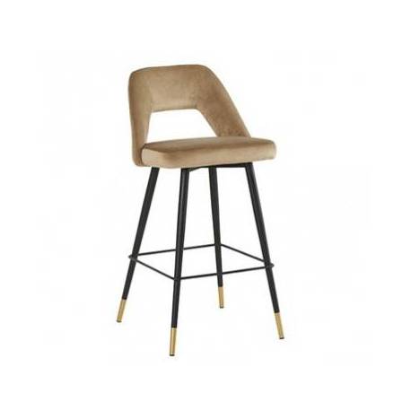 Tabouret de Bar Gambetta Weimar Athezza Design Tendance Chaise Haute en Métal et Velours 47x52x101cm