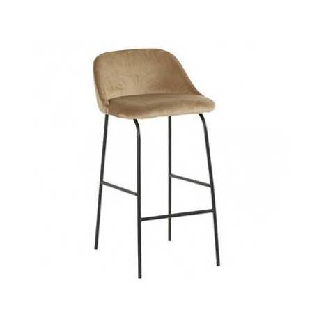 Tabouret de Bar Aéro Weymar Hanjel Chaise Haute Cosy en Métal et Velours 49x51x92cm